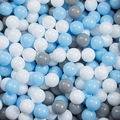 Afbeelding van KiddyMoon Plastic Ballen Voor Kinderen Ø 6Cm Kleurig Gecertificeerd, Grijs Wit Babyblue, 200 Ballen/6Cm