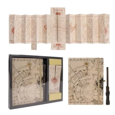 Afbeelding van Harry Potter Schrijfwaren Set Marauder&#039;s Map 1 x Notitieboek, Toverstaf Pen,