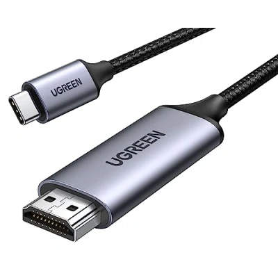 Afbeelding van UGREEN USB C naar HDMI Kabel 4K 60Hz 1m Thunderbolt 3/USB 3.1 UHD Gevlochten Aluminium compatibel met iPhone 15 MacBook Pro 2022, iPad Pro/Air, Galaxy S23 Ultra enz. (1M)