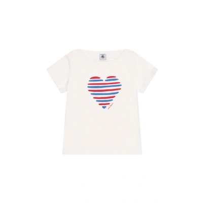 Afbeelding van Petit Bateau KURZÄRMELIGES MIT Herzmotiv Tshirt print voor kinderen, Maat: 104, Marshmallow