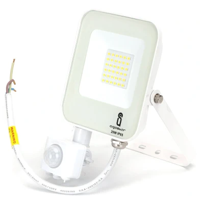 Afbeelding van Buitenlamp wit met IR bewegingssensor LED 20W 1800Lm=200W schijnwerper koelwit 4000K waterdicht IP65