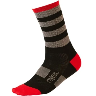 Afbeelding van Oneal Performance Stripe Fietsen Sokken, zwart grijs rood, afmeting 43 46 voor man