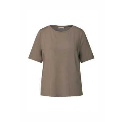 Afbeelding van Street One MIT Glitzerstreifen Tshirt print, Dames, Maat: 40, Braun