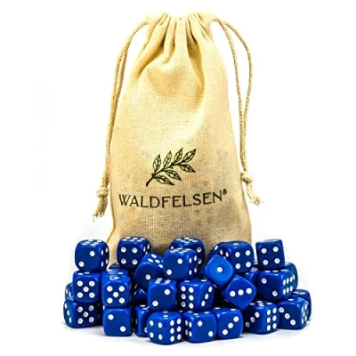 Afbeelding van Waldfelsen ®, 6, 12, 20, 30 of 50 hoogwaardige dobbelstenen van standaardformaat, acryldobbelstenen, speeldobbelstenen, 6 zijdig zeszijdig speelaccessoireset met stoffen