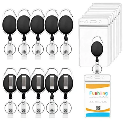 Afbeelding van Fushing 10 badgehouders met Yoyo, ID kaarthouder sleutelhanger voor visitekaartjes, studentenkaart, buskaart (verticale)