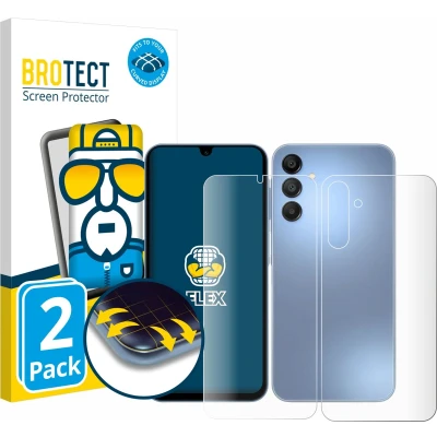Afbeelding van BROTECT Screenprotector voor Samsung Galaxy A15 5G (Voor+Achter) Folie Beschermfolie transparant volledig dekking (2 Stuks)