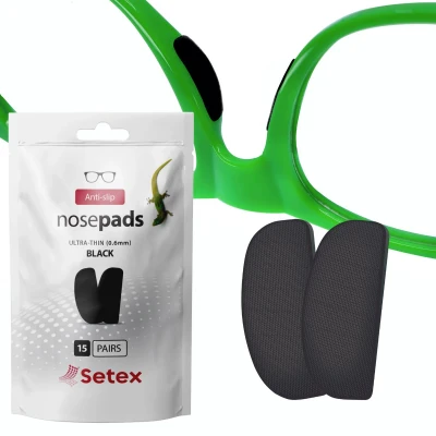 Afbeelding van Setex Gecko Grip anti slip neuspads voor brillen (15 zwarte paar), microgestructureerde vezels, ultra sterke grip, zelfklevende pads