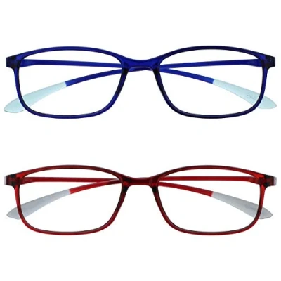 Afbeelding van Opulize Ice 2 Stuks Super Lichtgewicht Leesbril Donkerblauw Rood Vrouwen Mannen RR61 3Z +3,50