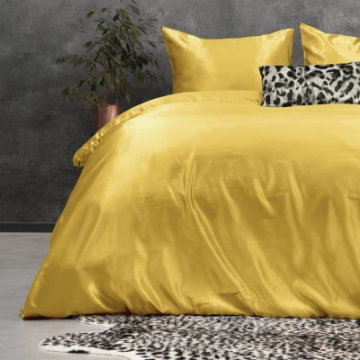 Afbeelding van Dekbedovertrek Lits Jumeaux 240x200 Sleeptime Satijn Geel