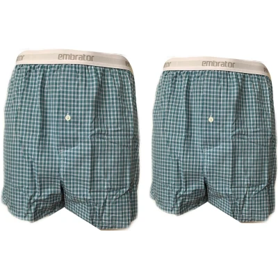 Afbeelding van Embrator 2 stuks mannen Boxershort geruit wit/groen/blauw 3XL