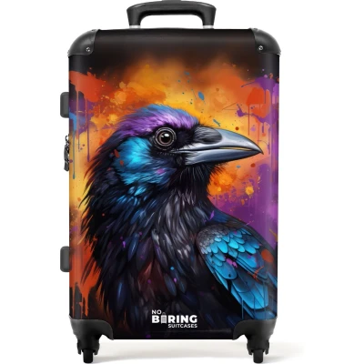 Afbeelding van NoBoringSuitcases.com® Koffer groot Rolkoffer lichtgewicht Kraai met kleurrijke graffiti Reiskoffer 4 wielen Grote trolley XL 20 kg bagage