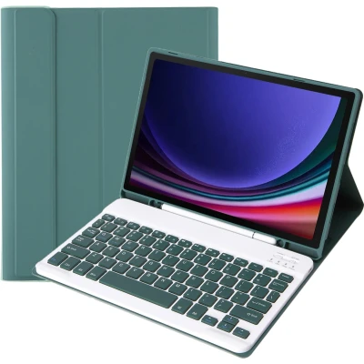 Afbeelding van Case2go Bluetooth Toetsenbord geschikt voor Samsung Galaxy Tab S9/S9 FE (2023) Met stylus pen houder QWERTY Keyboard case Donker Groen