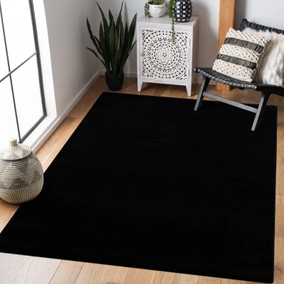 Afbeelding van Uni Effen Laagpolig Vloerkleed Modern Zwart 200x290 cm