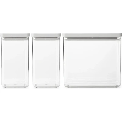 Afbeelding van Brabantia Tasty+ stapelbare voorraadpot set van 3 Lichtgrijs