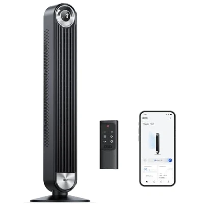 Afbeelding van Dreo 25dB Smart toren ventilator, 106 cmWiFi Alexa Fan, 90 oscillerende 9 snelheidsinstellingen, 12 uurs timer, APP bediening, spraakbesturing, afstandsbediening, LED display.