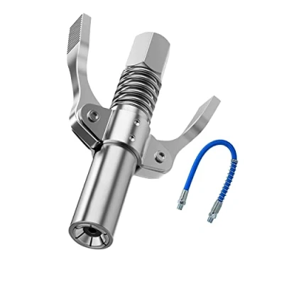 Afbeelding van Qazuwa Gun Grease,G Coupler Voor Vetpers,Gun Release Coupler,Hydraulische Veiligheidsmondstuk,Heavy Duty Vetspuit, Compatibel M6 M14 Vetpistolen,Met 30CM Flexibele Slang(Dubbele Handgreep)
