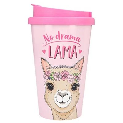 Afbeelding van Depesche 2180.010 To Go beker van kunststof met spreuk, 350 ml, herbruikbaar, No Drama Lama