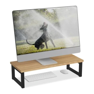 Afbeelding van Relaxdays monitorstandaard monitorverhoger beeldschermverhoger pc monitor verhoger XL