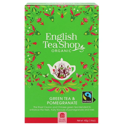 Afbeelding van English tea Shop Green pomegranate 20 zakjes