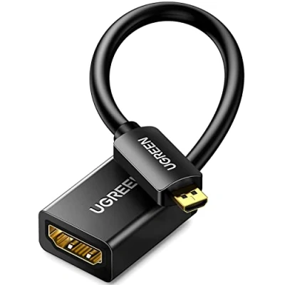 Afbeelding van UGREEN 4K 60Hz Micro HDMI naar Adapter 3D 1080P Type D A Adapterkabel compatibel met Raspberry Pi 5/4, Alpha 7R Camera, Zwart (50cm)