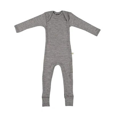 Afbeelding van DILLING Baby romper in gebreide rib van 100% BIO merinowol Donkergrijs Melange 74