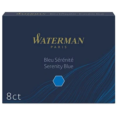 Afbeelding van Waterman Vulpen Refill Inktpatronen Lange Standaard Serenity Blue 8 Count