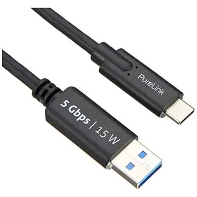 Afbeelding van PureLink USB C naar A kabel, 3.1 Gen 1 met 5 GB/s gegevensoverdracht, zwart, 1,50 m