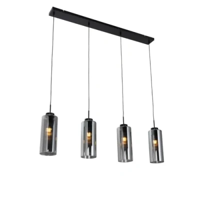 Afbeelding van QAZQA laura Art Deco Hanglamp eettafel voor boven de in eetkamer 4 lichts L 108 cm Grijs Woonkamer Slaapkamer Keuken