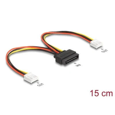 Afbeelding van SATA Stromkabel 15 Pin Stecker zu 2 x Floppy 4 Buchse cm HQ p