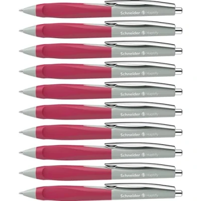 Afbeelding van Schneider 135329 Haptify balpen (lijndikte M, schrijfkleur: blauw) pak van 10, salie grijs magenta