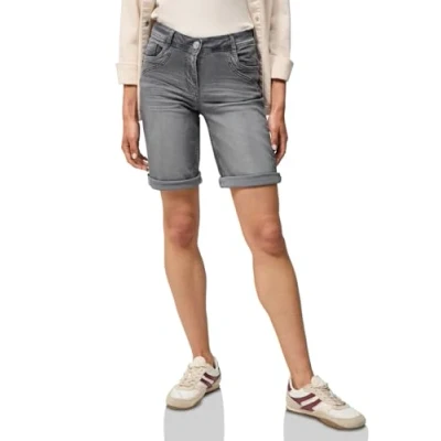 Afbeelding van Cecil Casual FIT Jeansshort, Dames, Maat: 30, Grau