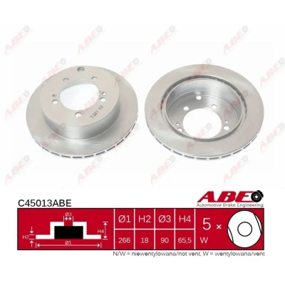 Afbeelding van ABE C45013ABE Remschijf Achteras 266 18 5 Geventileerd