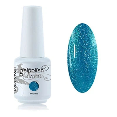 Afbeelding van Vishine Soak Off nagellak, semi permanent, UV, LED, nail art, manicure, basislak, 8 ml, donkerturquoise #291