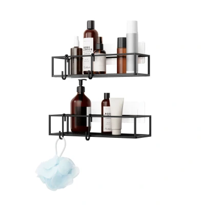 Afbeelding van Umbra Doucherek Cubiko Set Van 2 Stuks Rechthoek Zwart 32x12x6cm