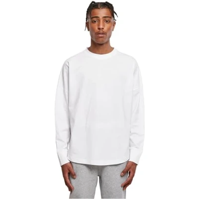 Afbeelding van Oversized herenshirt &#039;Cut Longsleeve&#039; met ronde hals White XL