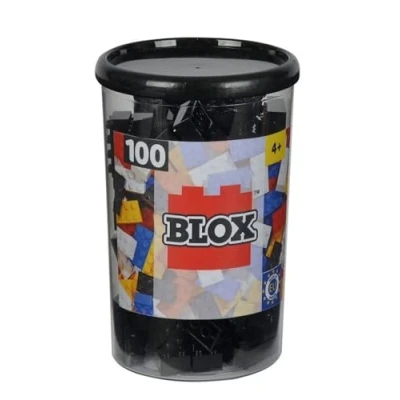 Afbeelding van Simba 104118916 Blox, 100 zwarte bouwstenen voor kinderen vanaf 3 jaar, 8 stuks, inclusief doos, hoge kwaliteit, volledig compatibel met vele andere fabrikanten