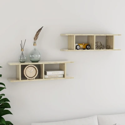 Afbeelding van vidaXL Wandschappen 2 st 75x18x20 cm bewerkt hout sonoma eikenkleurig