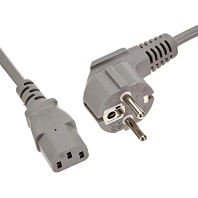 Afbeelding van PremiumCord kpsp2g netsnoer 230 V 2 m, stroomkabel met geaard contact naar koudestekker C13, IEC 320, PC 3 polig, kleur grijs