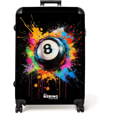 Afbeelding van NoBoringSuitcases.com® Koffer groot Reiskoffer lichtgewicht Biljart bal met graffiti Rolkoffer 4 wielen Grote trolley XL 98 liter bagage