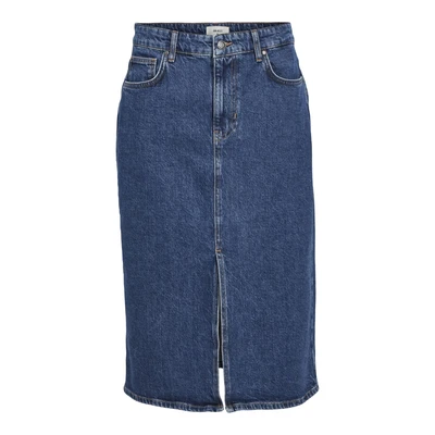 Afbeelding van Object Dames Objellen Mw Midi Denim Rok Noos Rok, blauw (medium blue denim), L