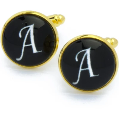 Afbeelding van Manchetknopen Letters Initialen Letter A Goud Zwart