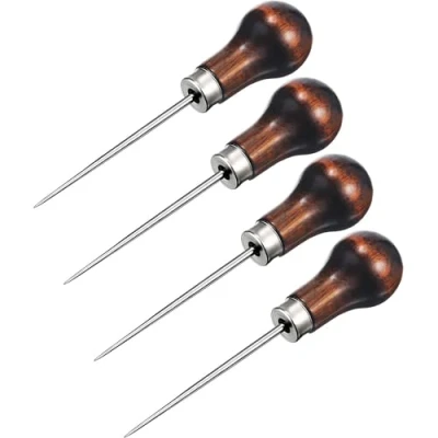 Afbeelding van Dzxin Priemen, 4 Pack Awl Tool Kalebas Vorm Houten Handvat Scratch Pin Ponsen voor Lederen Craft Doek Pouch Gat DIY Handgemaakte Maker