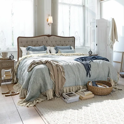 Afbeelding van LOBERON Quilt Alexane blauw/wit