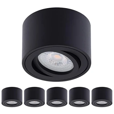 Afbeelding van Oktaplex 6 stuks opbouwspot Lile zwart incl. LED module dimbaar 5W 230V 3000K Warm Wit 80x50mm Opbouw Spotlight Aluminium Draaibaar