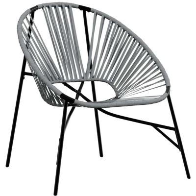 Afbeelding van vidaXL Tuinstoel Egg poly rattan zwart en lichtgrijs