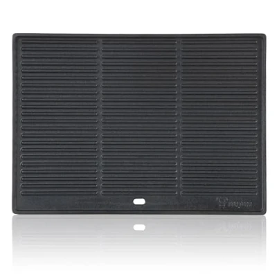 Afbeelding van BBQ Toro Gietijzeren grillplaat, 42,5 x 31,5 cm, omkeerbare plaat, aan beide zijden bruikbaar, rechthoekig, universeel en massief, grillplaat voor houtskool gas, grillaccessoires, grillpan,