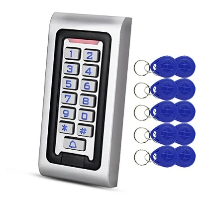 Afbeelding van HFeng Standalone IP68 Waterdichte RFID Toegangscontrole Toetsenbord Metalen Kaartlezer + 10 stks 125 KHz nabijheid Sleutelhangers WG26 2000 gebruikers voor thuis/kantoor
