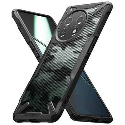 Afbeelding van Ringke Fusion X Compatibel met OnePlus 11 5G Case, Krasvast Schokbestendig Robuuste Bumper Hoesje Camo Black