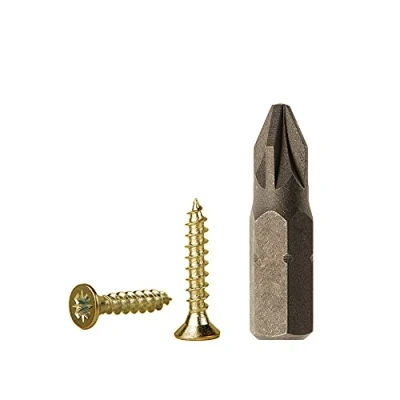 Afbeelding van 500 stuks geel verzinkt staal 2,5 x 12 mm houtschroeven, spaanplaatschroeven, universele Pozi aandrijfschroef, PZ volledig schroef, Pozidriv verzonken kop (500, mm)