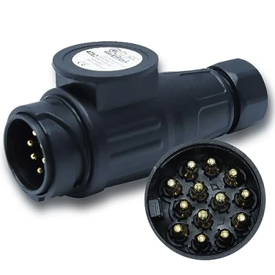 Afbeelding van CCLIFE Aanhangeradapter met afdichting voor auto&#039;s en aanhangers, 13 polige stekker, 12 V autoaanhanger stekker